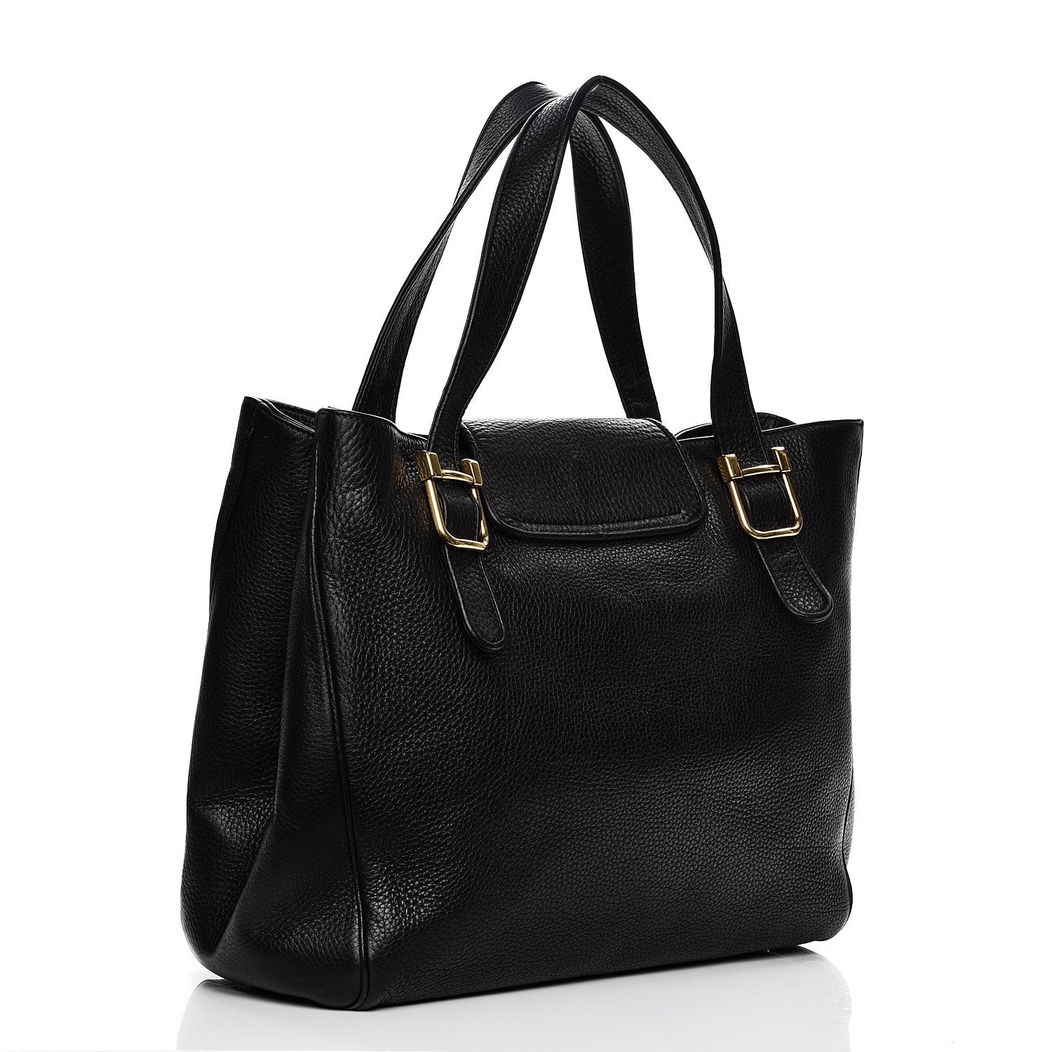 Gucci Pebbled Calfskin Medium 1973 Tote Black 3 of 21