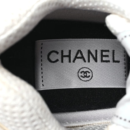 Chanel Fabric Laminated Calfskin Stretch CC Sneakers 36.5 White Gold Silver 7 of 8