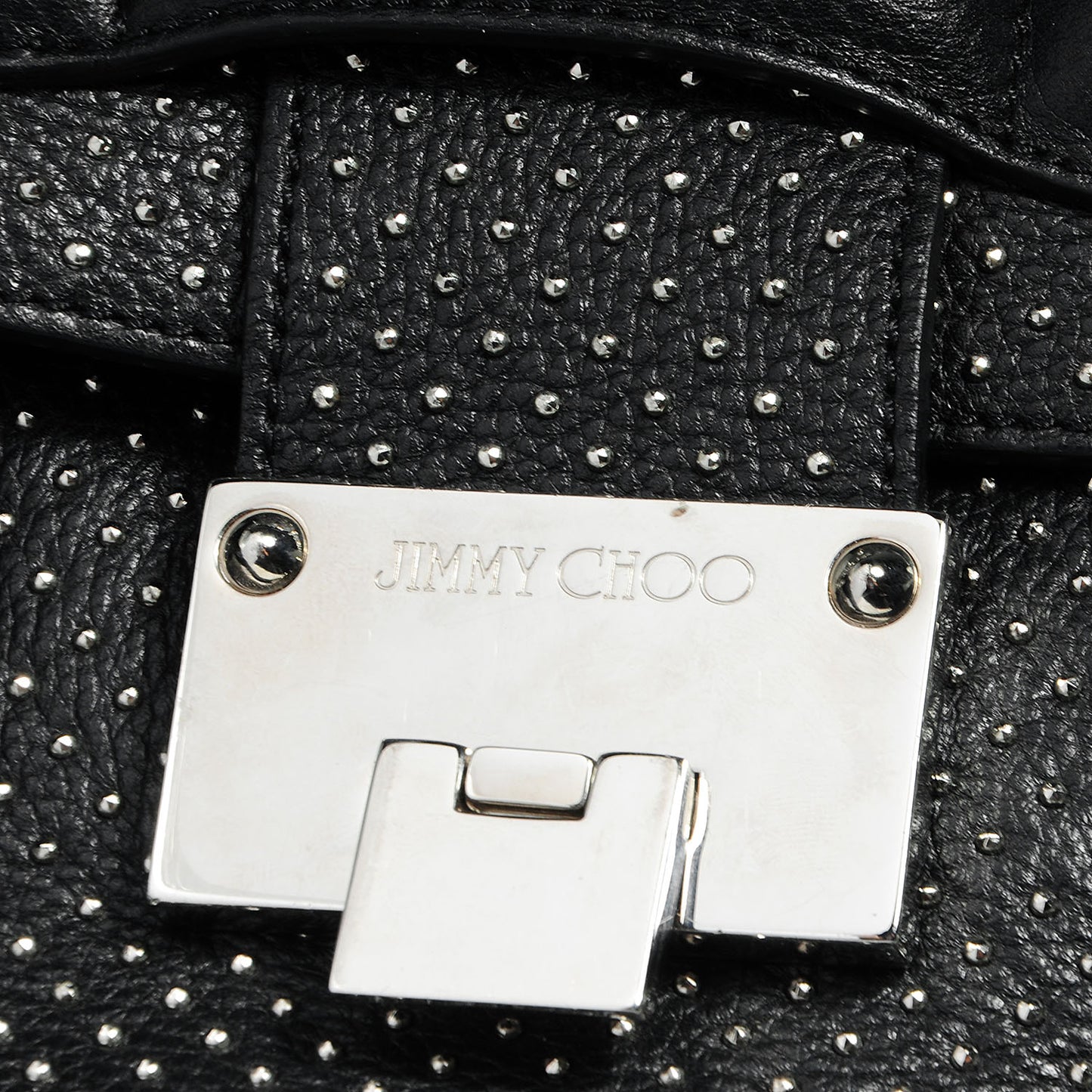 Studded Grainy Leather Medium Rosalie Black