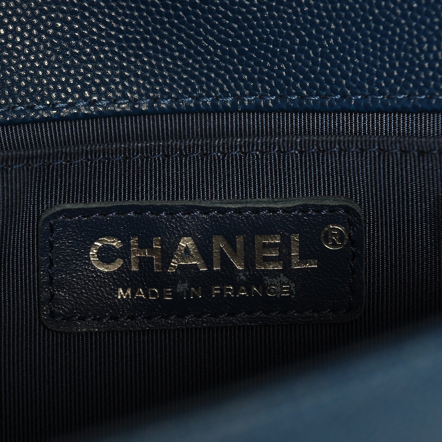 Caviar Quilted Medium Boy Flap Dark Blue