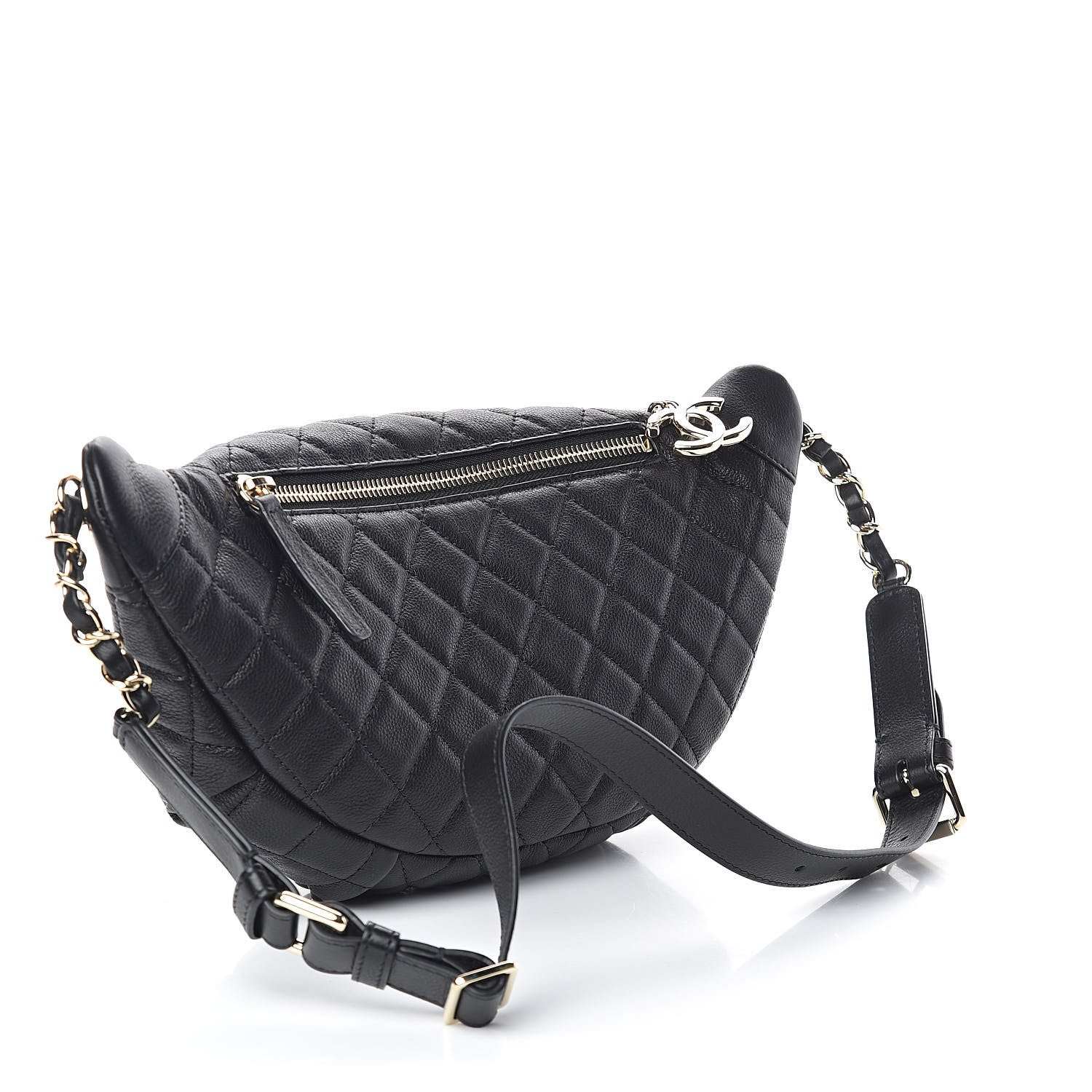 Chanel Calfskin Quilted Banane Waist Bag Fanny Pack Black 3 of 10