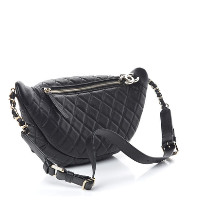 Chanel Calfskin Quilted Banane Waist Bag Fanny Pack Black 3 of 10
