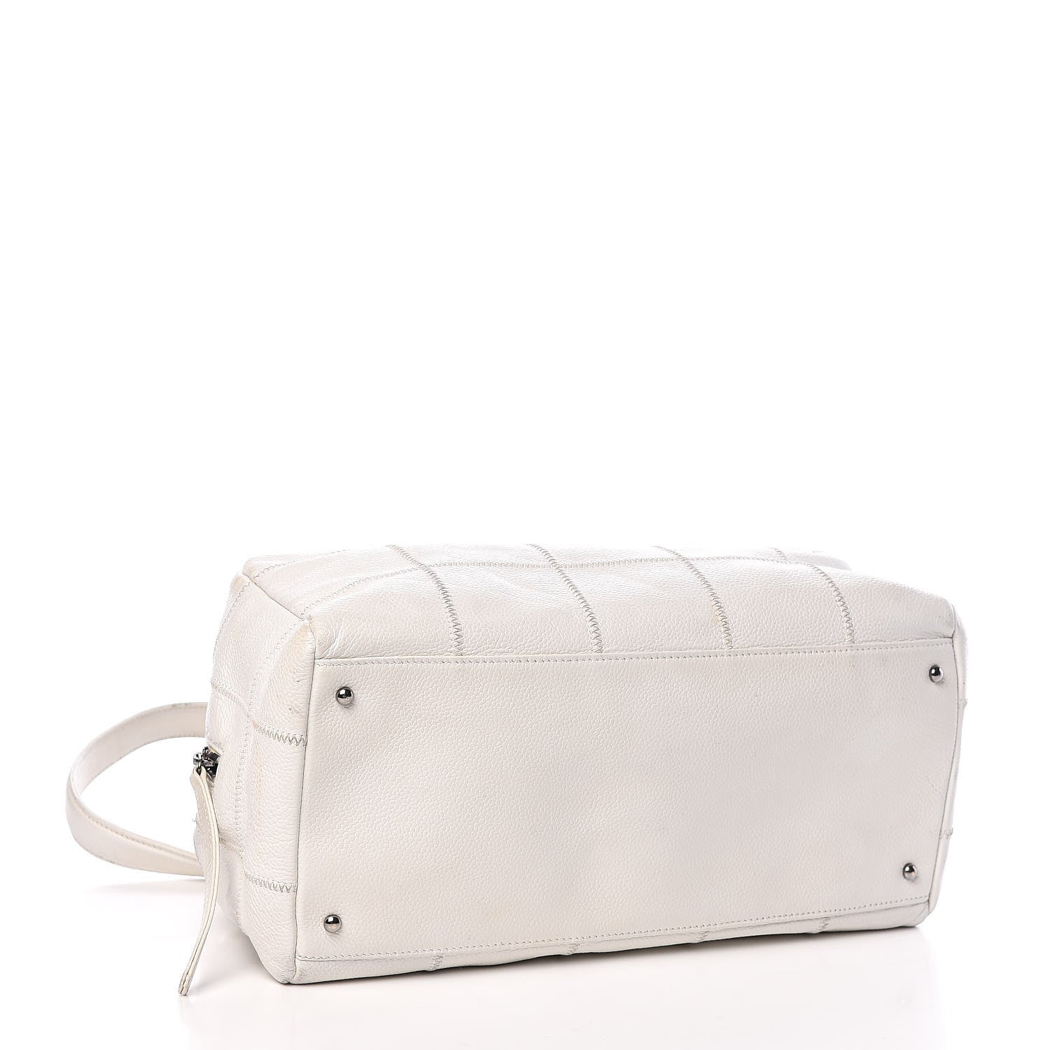 Chanel Caviar Square Stitched Bowler White 4 of 11