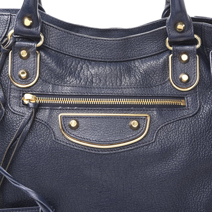Balenciaga Chevre Gold Metallic Edge Hardware Velo Bleu Nuit Dark Sea 10 of 10