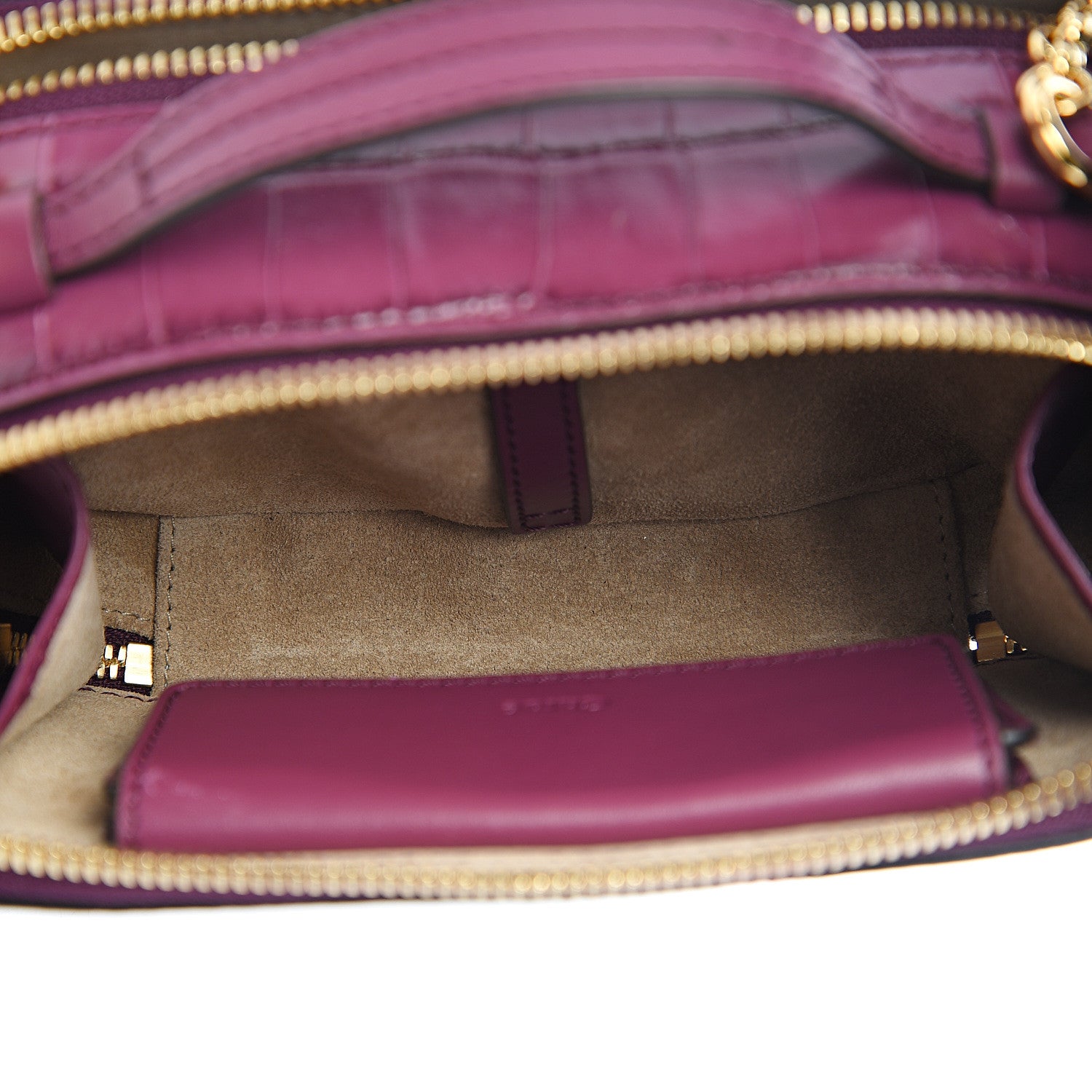 Chloe Calfskin Crocodile Embossed Mini C Vanity Bag Crushed Violet 4 of 10