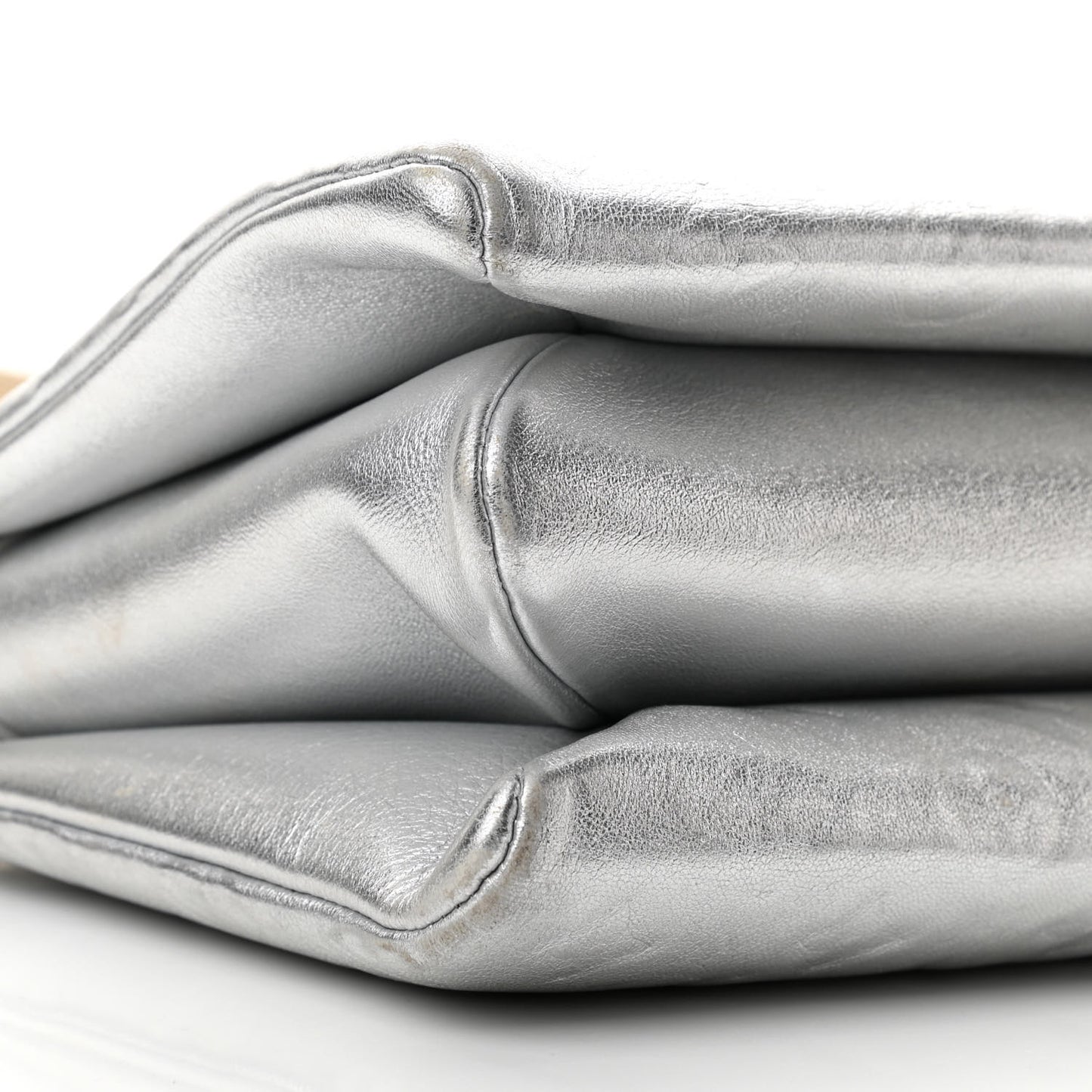 Metallic Lambskin Embossed Monogram Coussin PM Silver