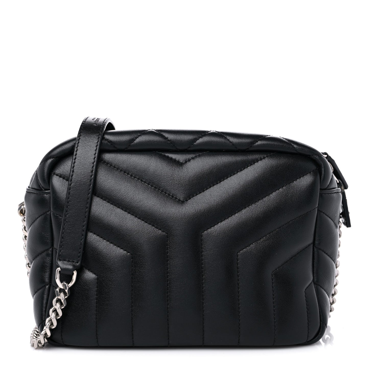 Calfskin Y Quilted Monogram Small Loulou Bowling Bag Black
