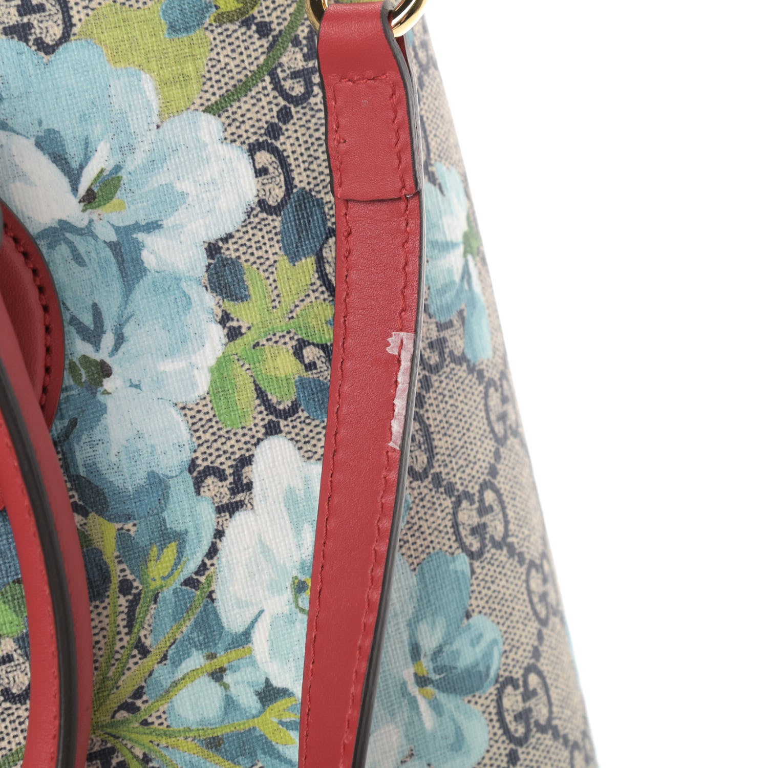 Gucci GG Supreme Monogram Blooms Medium Zip Top Tote Beige Blue Navy Hibiscus Red 12 of 12