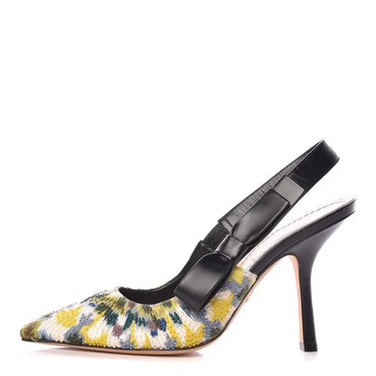 Christian Dior Embroidered Calfskin Beaded Sweet D Sling-Back Pumps 40 Dusty Jade 1 of 9