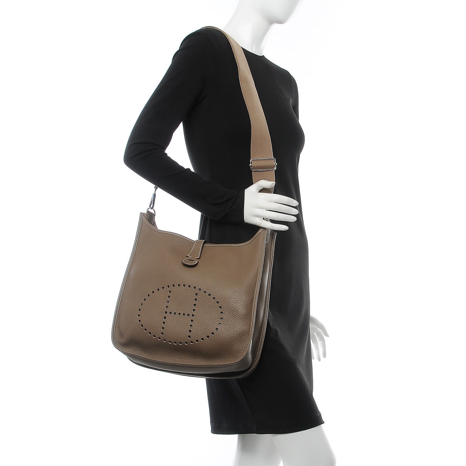 Hermes Taurillon Clemence Evelyne III GM Etoupe 2 of 8