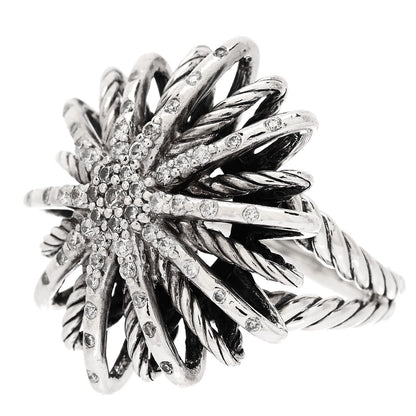 David Yurman Sterling Silver Diamond 25mm Starburst Ring 50 5.25 3 of 6
