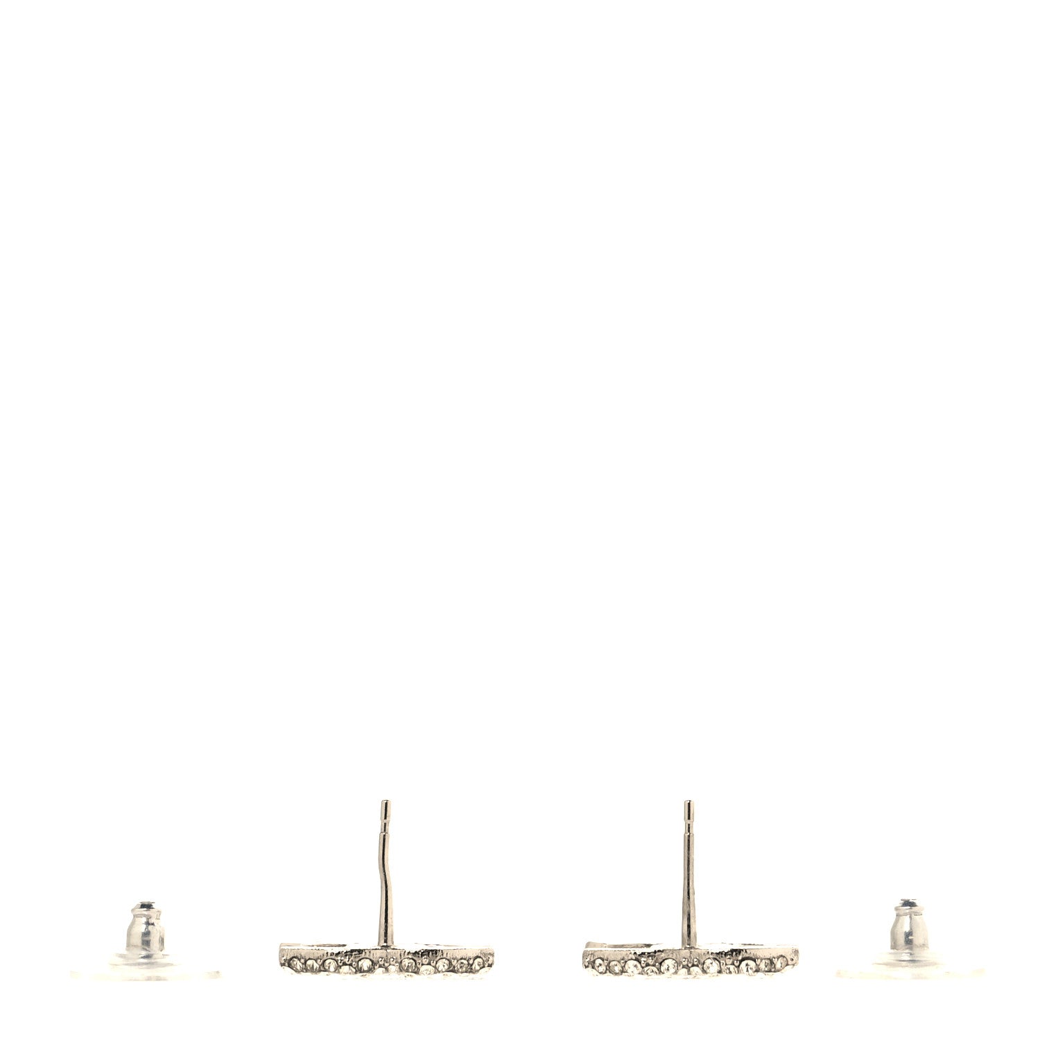 Chanel Crystal CC Earrings Silver 3 of 4