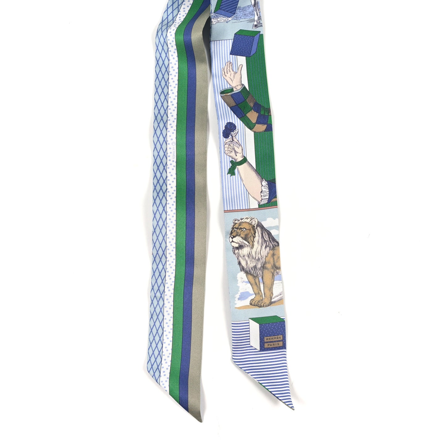 Silk Twilly Grand Theatre Nouveau Bleu Glacier Vert White