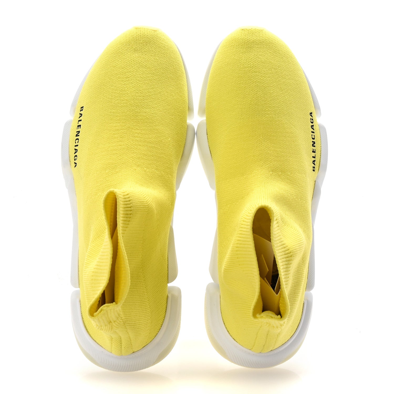 Balenciaga Ribbed Knit Womens Speed 2.0 Transparent Sole Sneakers 39 Yellow 2 of 10