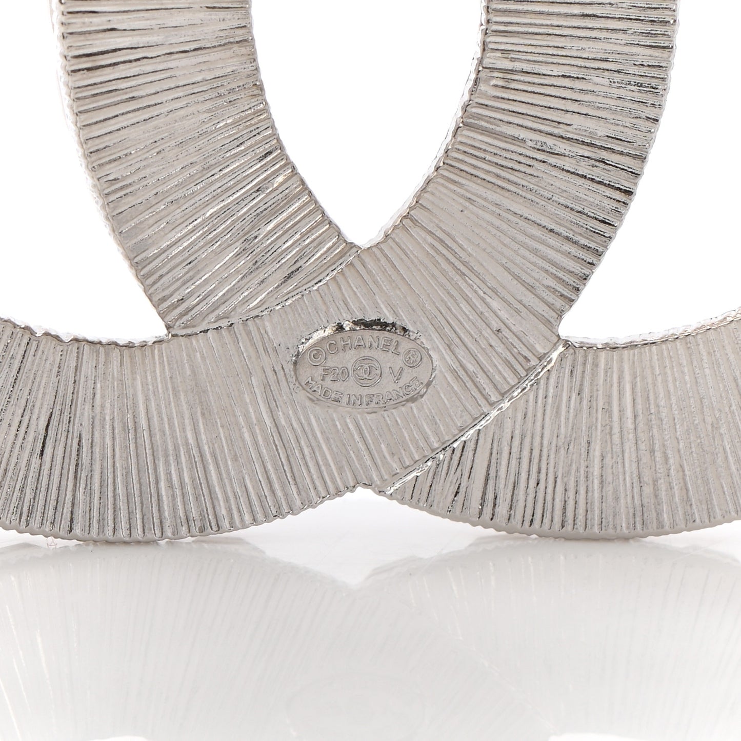 Baguette Crystal CC Brooch Silver