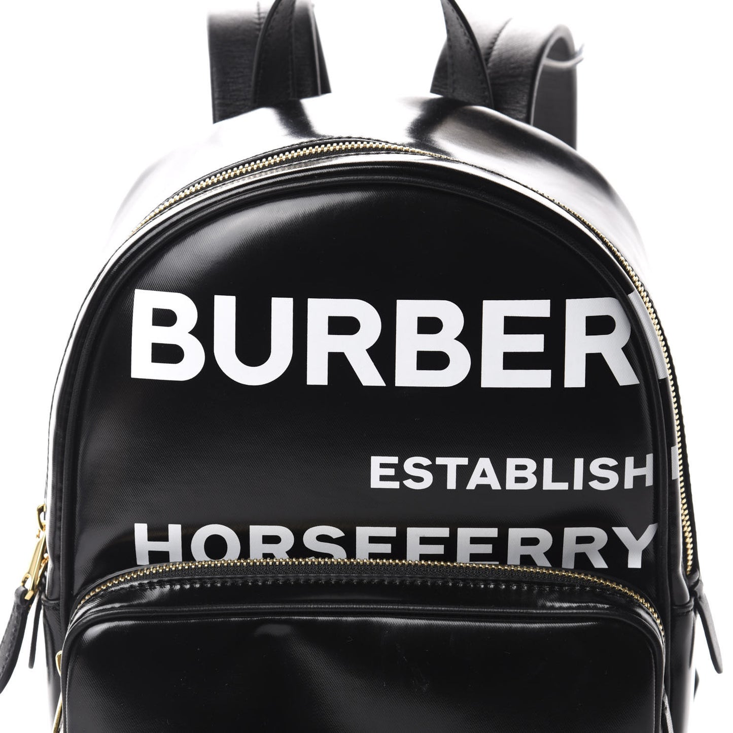 Coated Canvas Horseferry Print Backpack Black