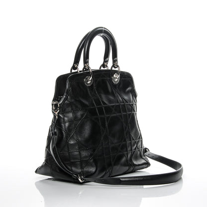 Christian Dior Lambskin Cannage Medium Granville Tote Black 3 of 8