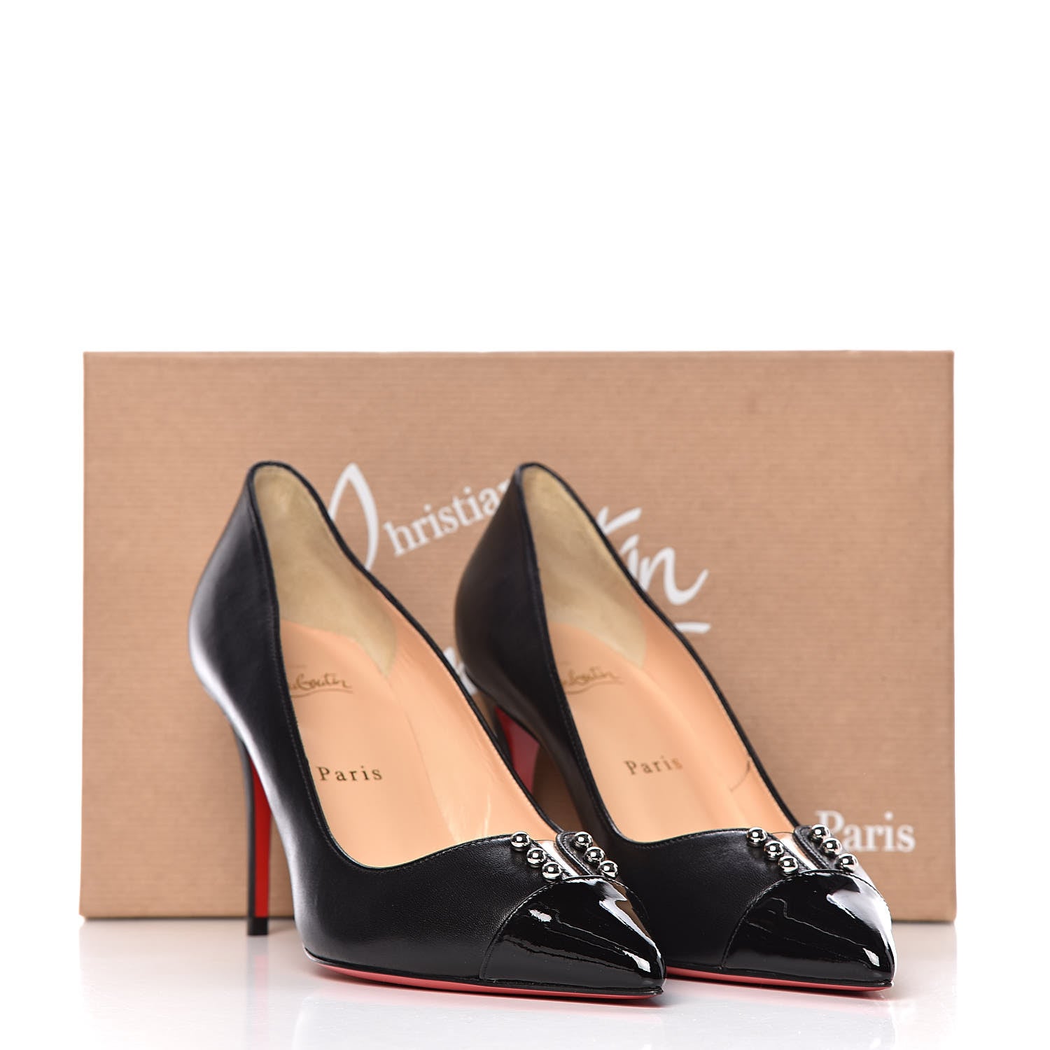 Christian Louboutin Nappa Patent Studded Predupump 85 Pumps 38 Black 8 of 8