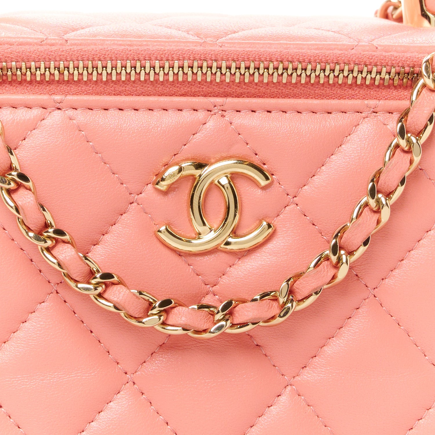 Chanel Lambskin Quilted Small Charming Top Handle Vanity Case With Chain Pink 8 of 11