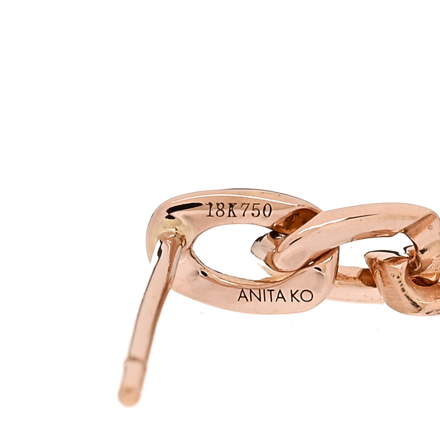 Anita Ko 18K Rose Gold Diamond Pear Chain Link Earrings 4 of 4