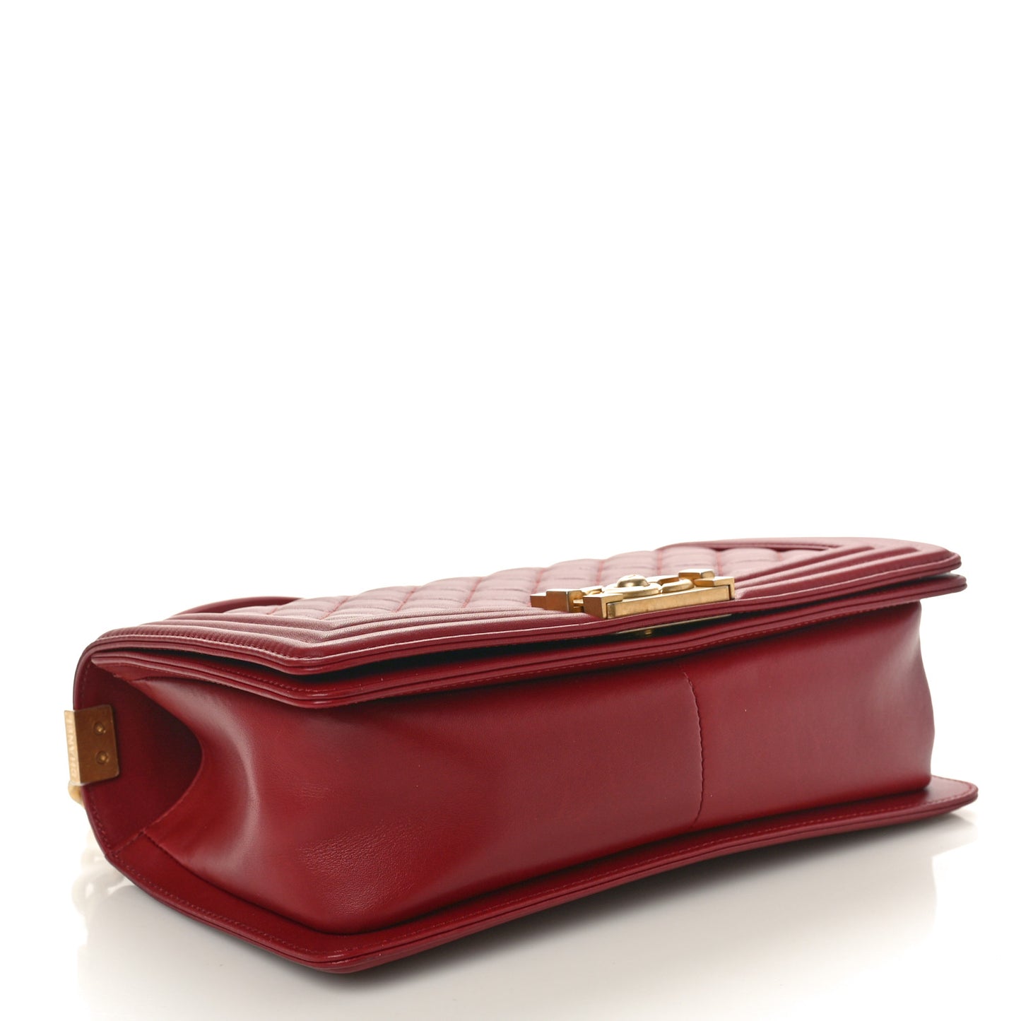 Lambskin Quilted Medium Boy Flap Dark Red