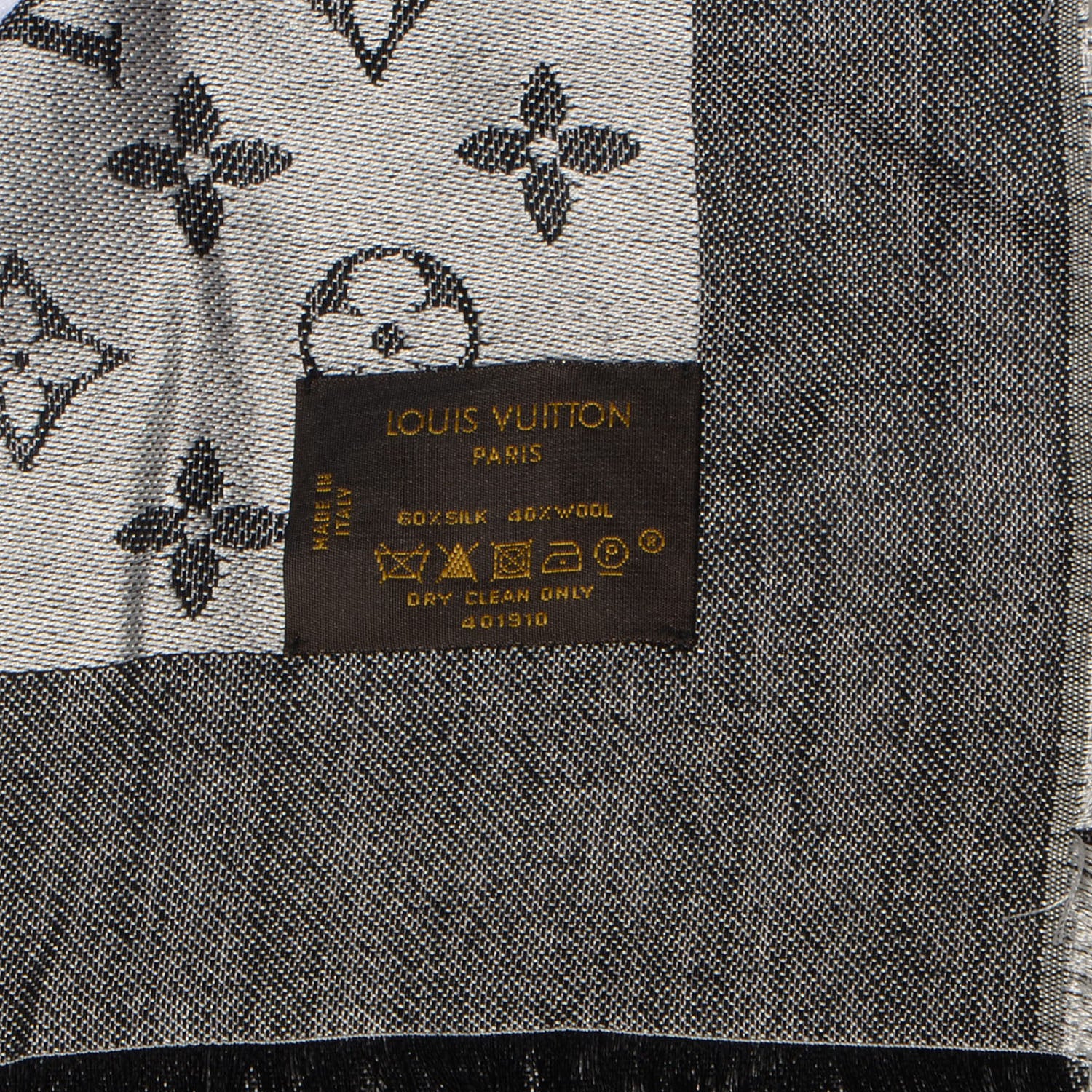 Louis Vuitton Silk Wool Monogram Denim Shawl Black 5 of 5