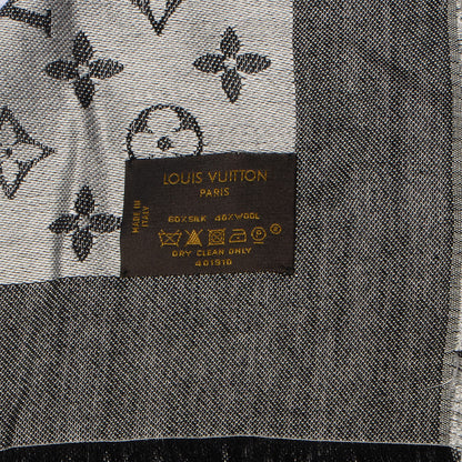 Louis Vuitton Silk Wool Monogram Denim Shawl Black 5 of 5
