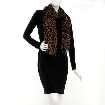 Louis Vuitton Cashmere Silk Leopard Etole Stole Marron 2 of 9