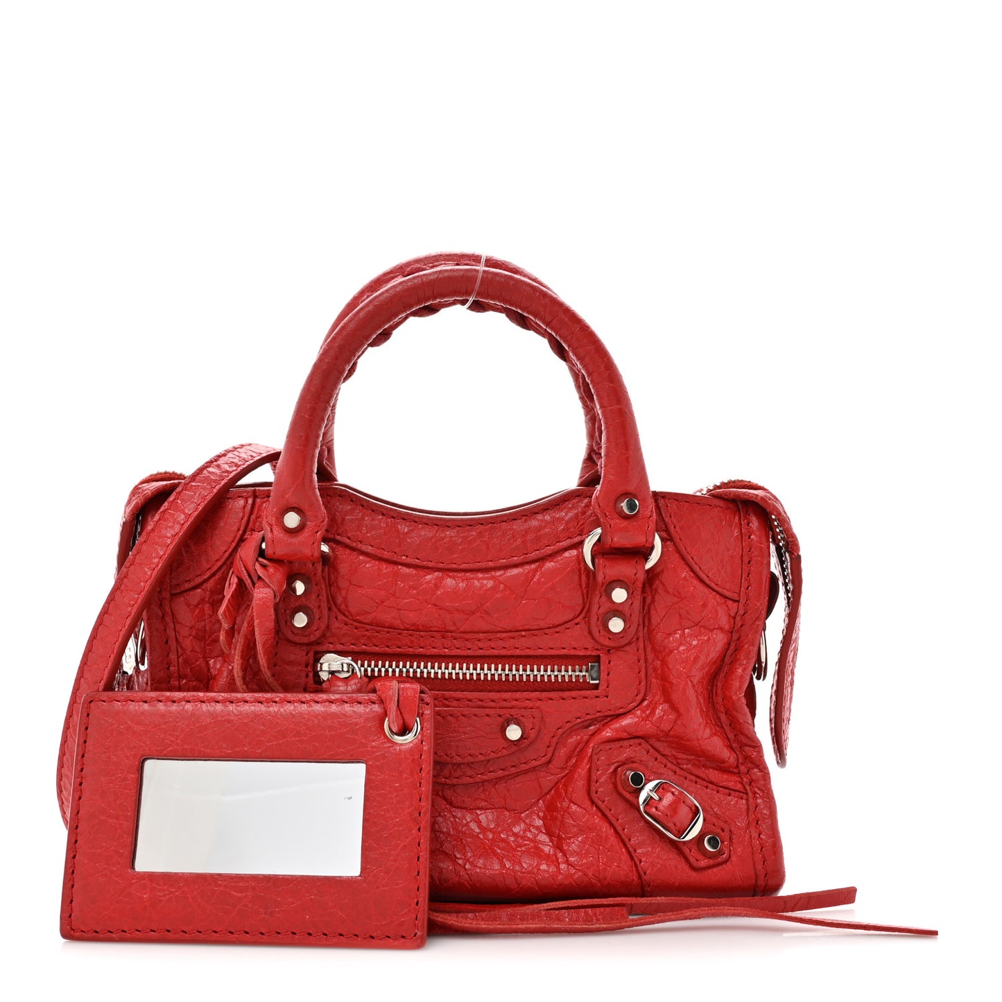 Agneau Classic Silver Hardware Nano City Rouge Groseille