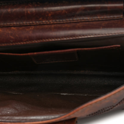 Saint Laurent Calfskin Woven Grommet Shoulder Bag Brown 5 of 11