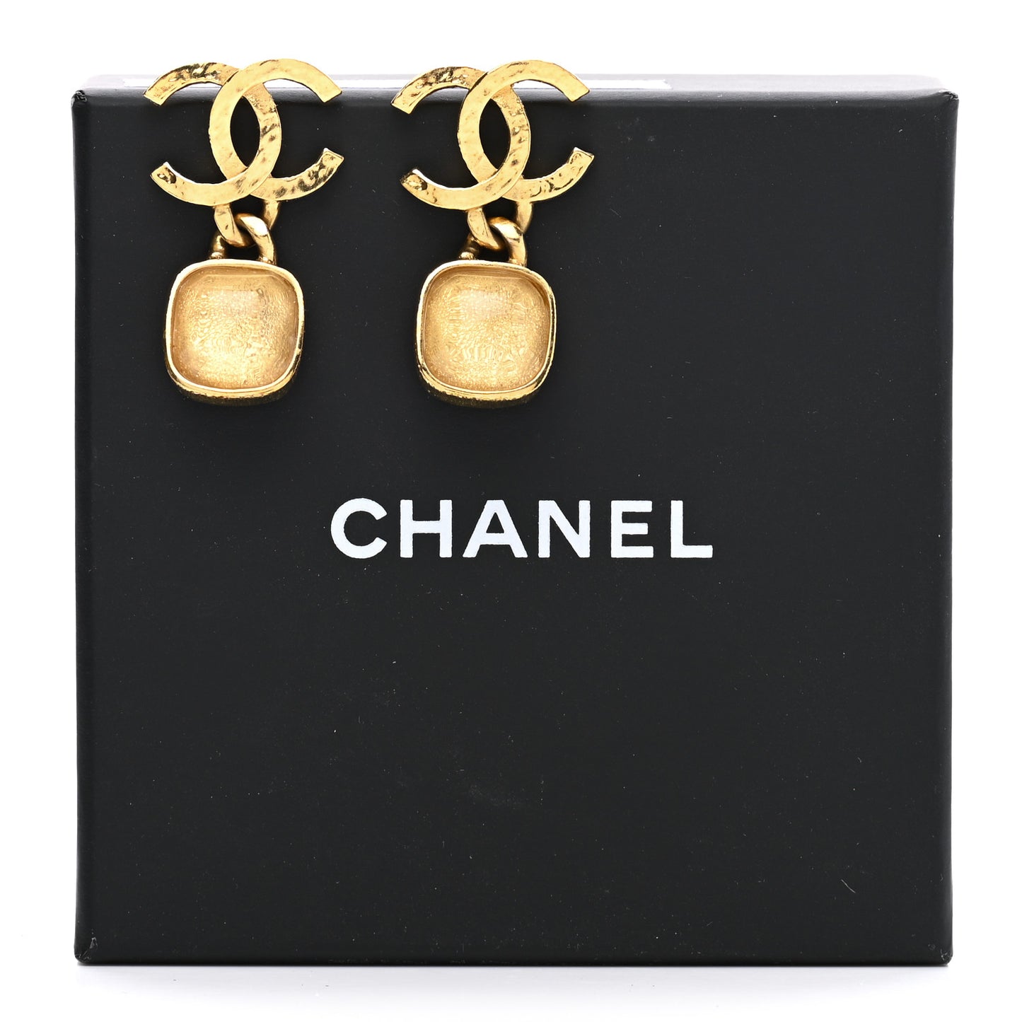 Metal Natural Stones CC Drop Earrings Gold