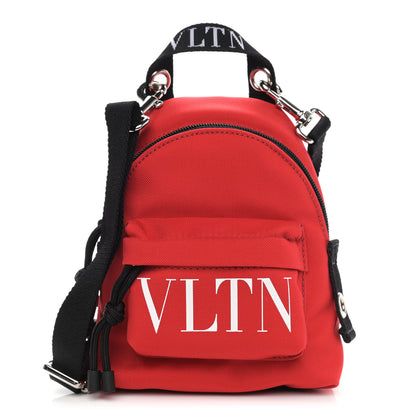Valentino Garavani Nylon VLTN Print Mini Backpack Red White 1 of 9