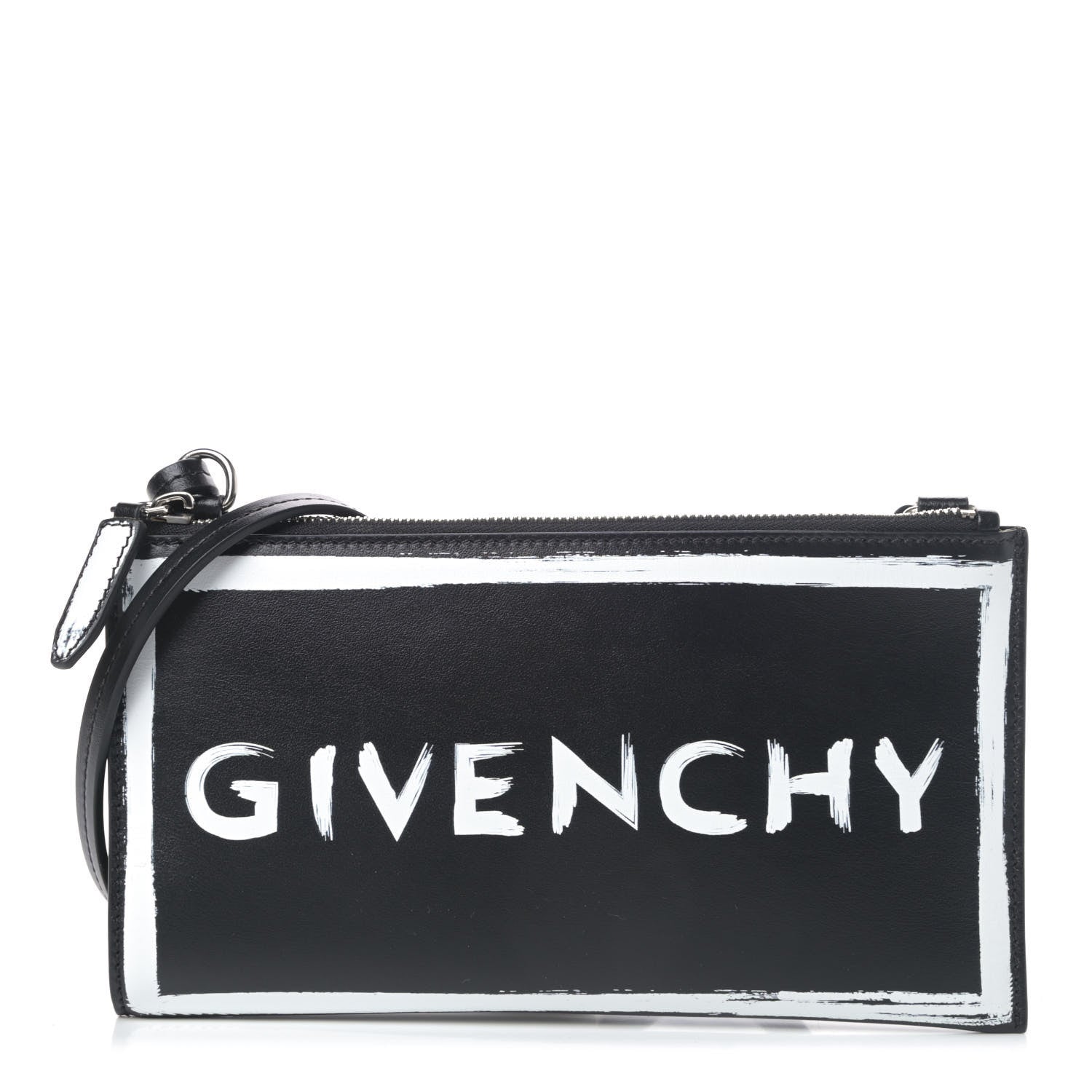 Givenchy Smooth Calfskin Graffiti Paint Logo Pouch Black 1 of 4