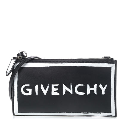 Givenchy Smooth Calfskin Graffiti Paint Logo Pouch Black 1 of 4