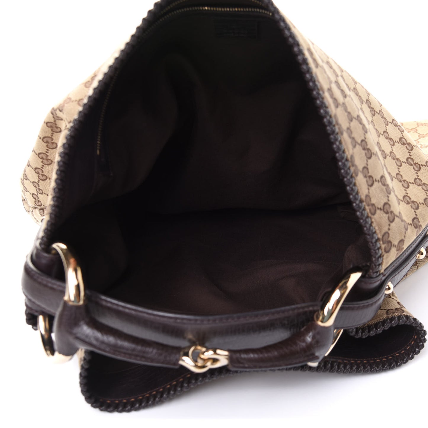 Monogram Large Horsebit Chain Hobo Dark Brown