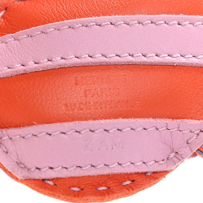 Hermes Milo Lambskin Geegee Savannah Bag Charm Orange Poppy Mauve Sylvestre Bleu de France 3 of 5