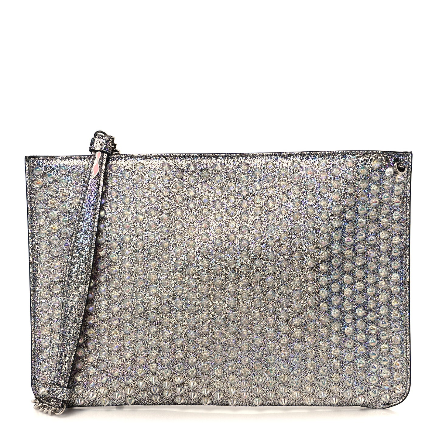Nappa Mica Studded Loubiclutch Silver