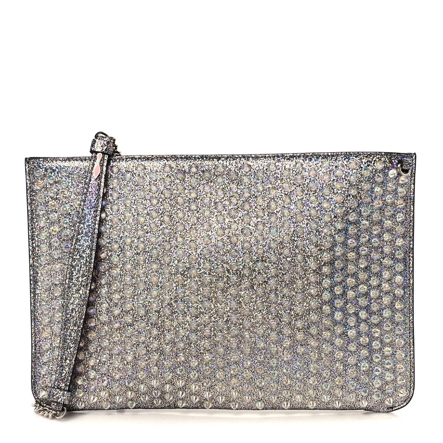 Christian Louboutin Nappa Mica Studded Loubiclutch Silver 1 of 10