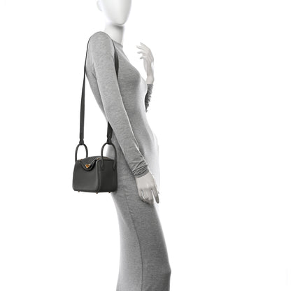 Hermes Taurillon Clemence Mini Lindy 20 Gris Meyer 2 of 11