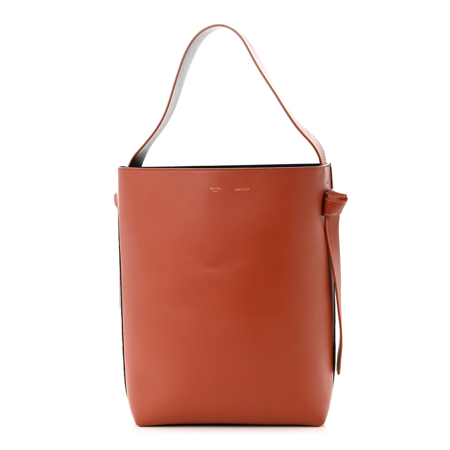 Celine Shiny Smooth Calfskin Felt Zebra Printed Calf Hair Small Twisted Cabas Chalk Brick 3 of 11