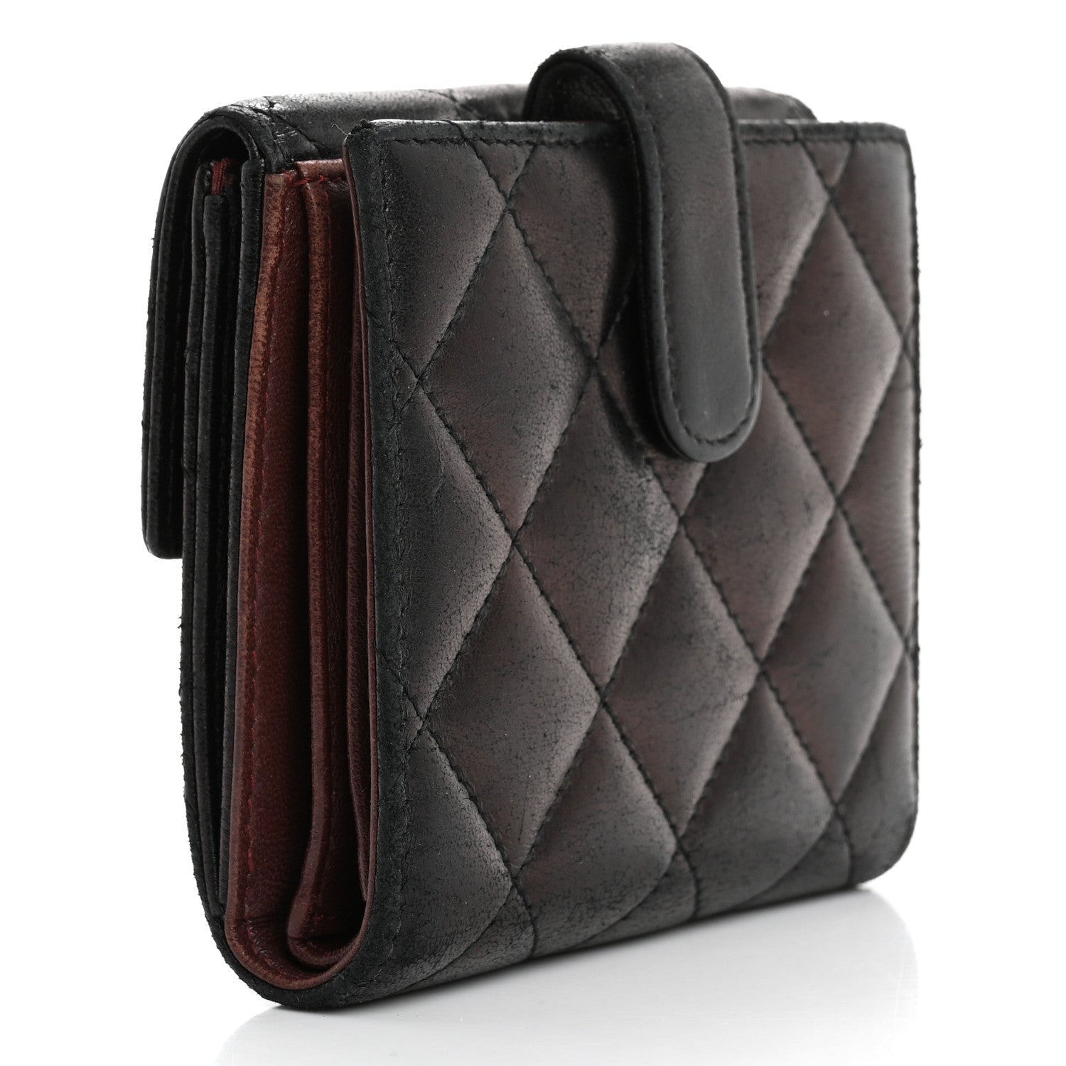 Chanel Lambskin Quilted Compact French Flap Wallet Black 3 of 16