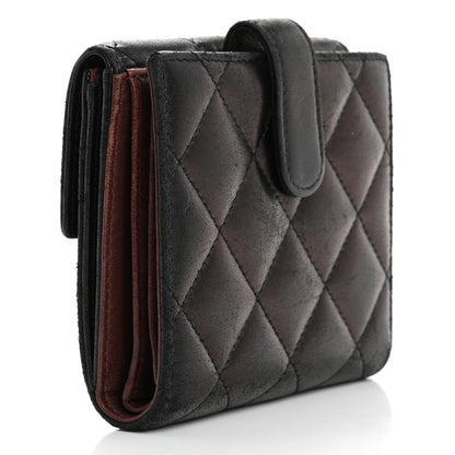Chanel Lambskin Quilted Compact French Flap Wallet Black 3 of 16