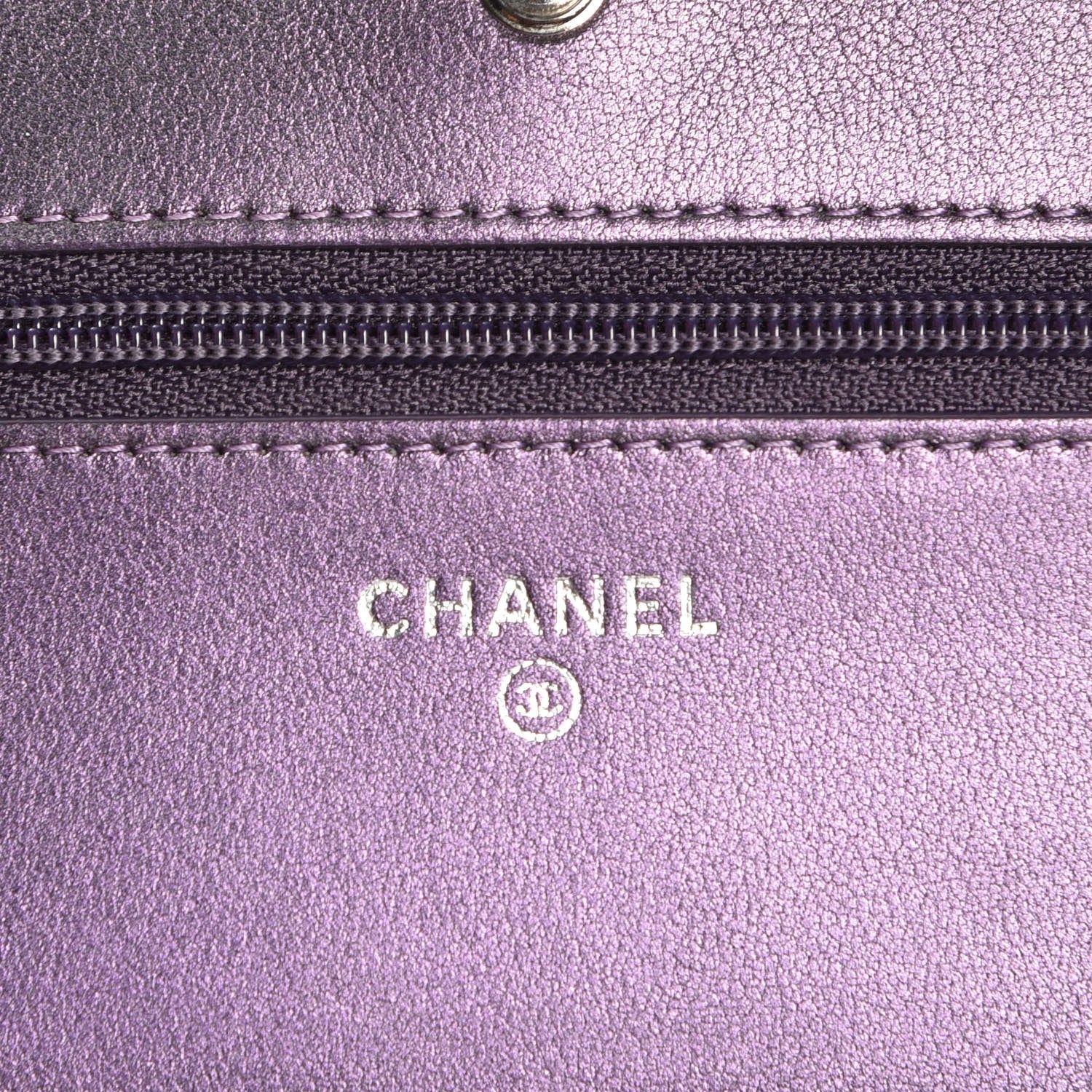 Chanel Iridescent Lambskin Quilted Wallet On Chain WOC Purple 6 of 8