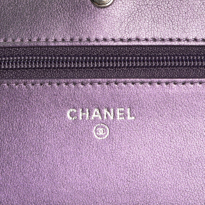 Chanel Iridescent Lambskin Quilted Wallet On Chain WOC Purple 6 of 8