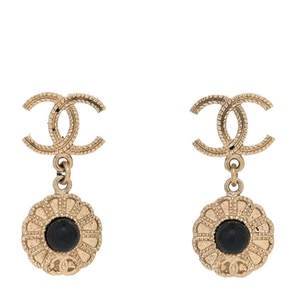 Chanel Flower CC Drop Earrings Gold Black 1 of 4