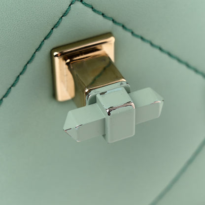 Valentino Garavani Nappa Enamel Monochrome Medium Roman Stud Shoulder Bag Morning Dew 14 of 18