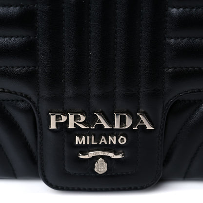 Prada Soft Calfskin Impunture Diagramme Large Chain Flap Shoulder Bag Black 11 of 12