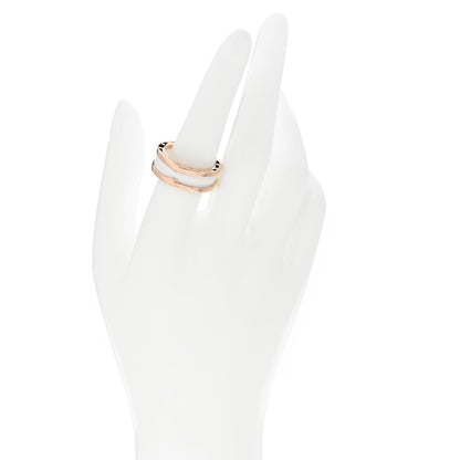 Bulgari 18K Rose Gold White Ceramic B.Zero1 Two-Band Ring 58 8.25 2 of 6