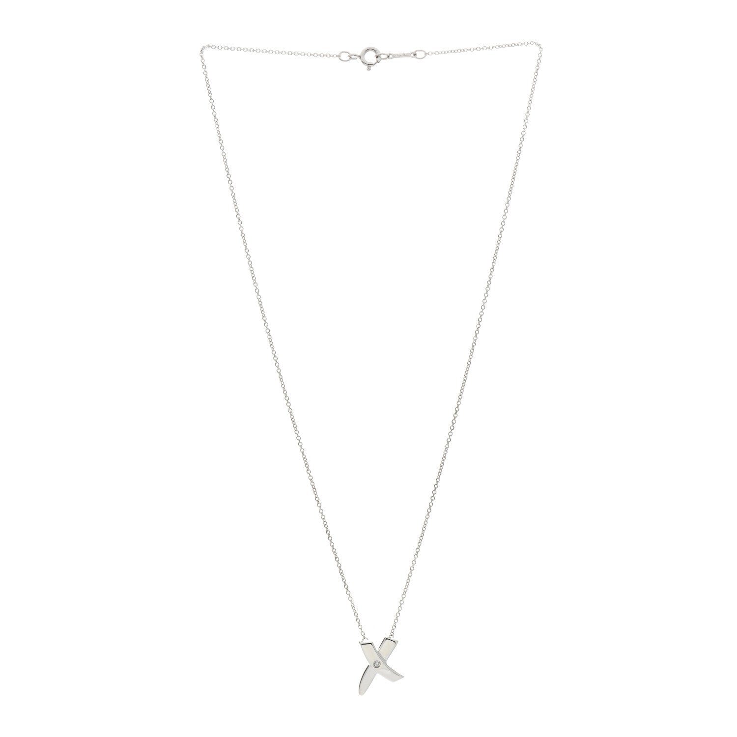 Tiffany Sterling Silver Diamond Paloma Picasso Graffiti X Pendant Necklace 2 of 3