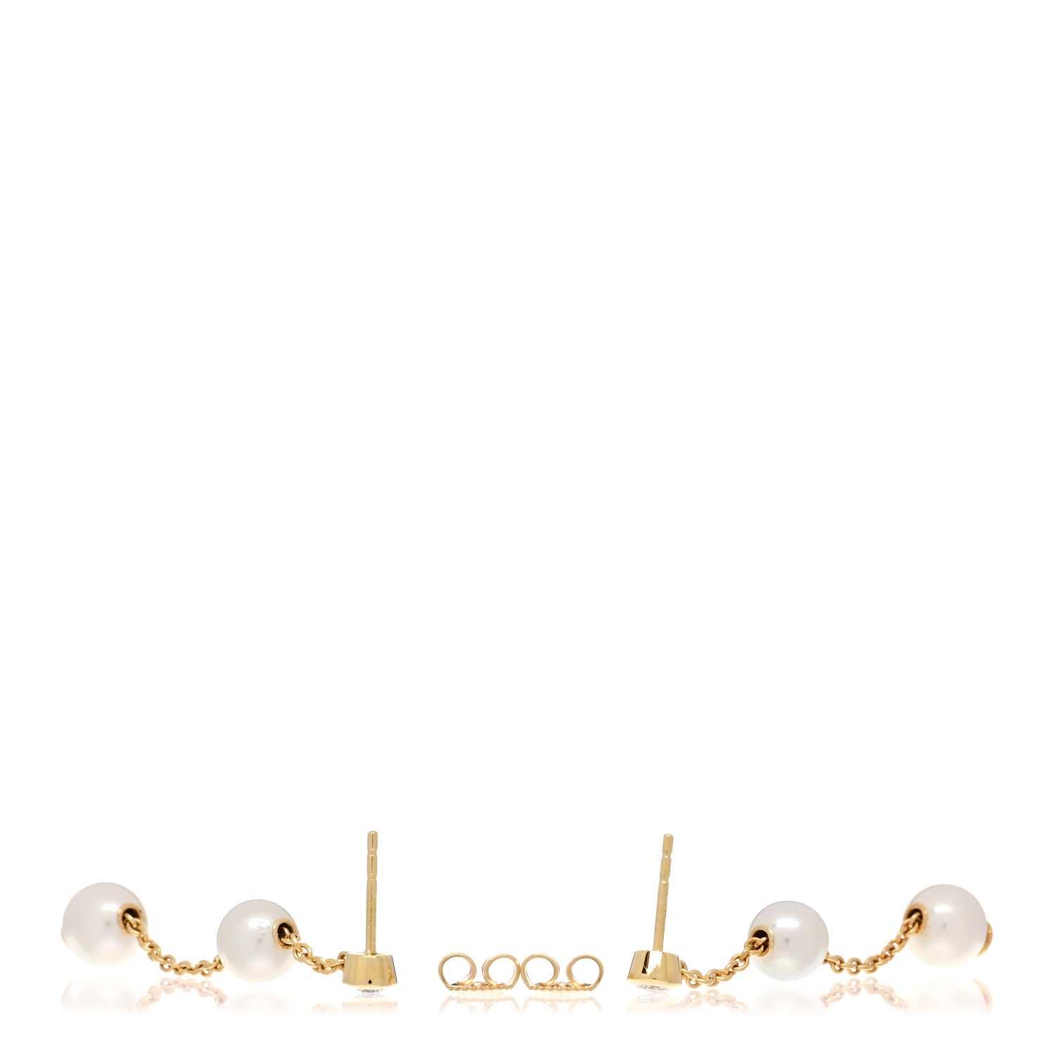 Mikimoto 18K Yellow Gold Diamond Akoya Pearl 7-7.5mm Pearls in Motion Earrings 3 of 5